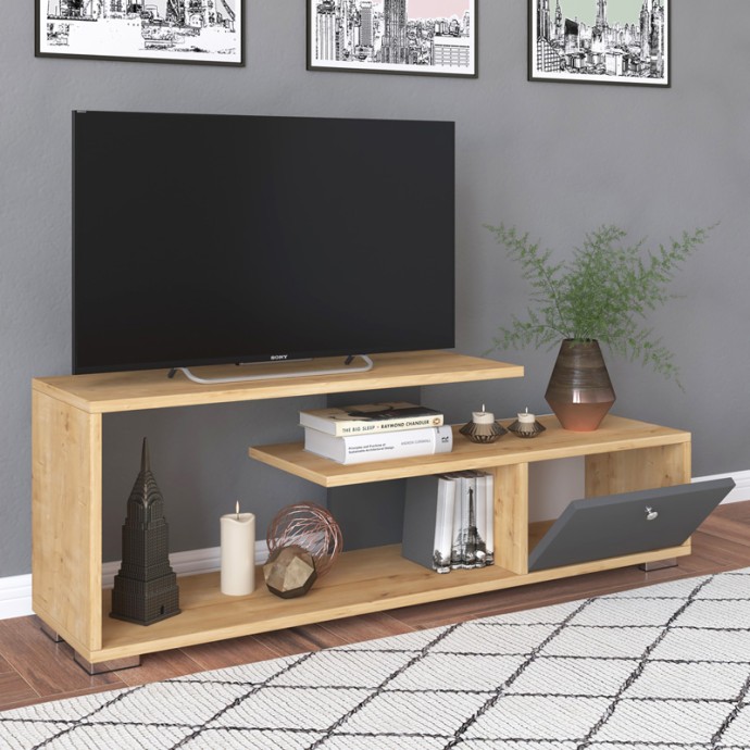 ΒOTAN ΕΠΙΠΛΟ ΤΗΛΕΟΡΑΣΗΣ 120X30X42ΕΚ ΑΝΘΡΑΚΙ-OAK ΑΠΟΧΡΩΣΗ 