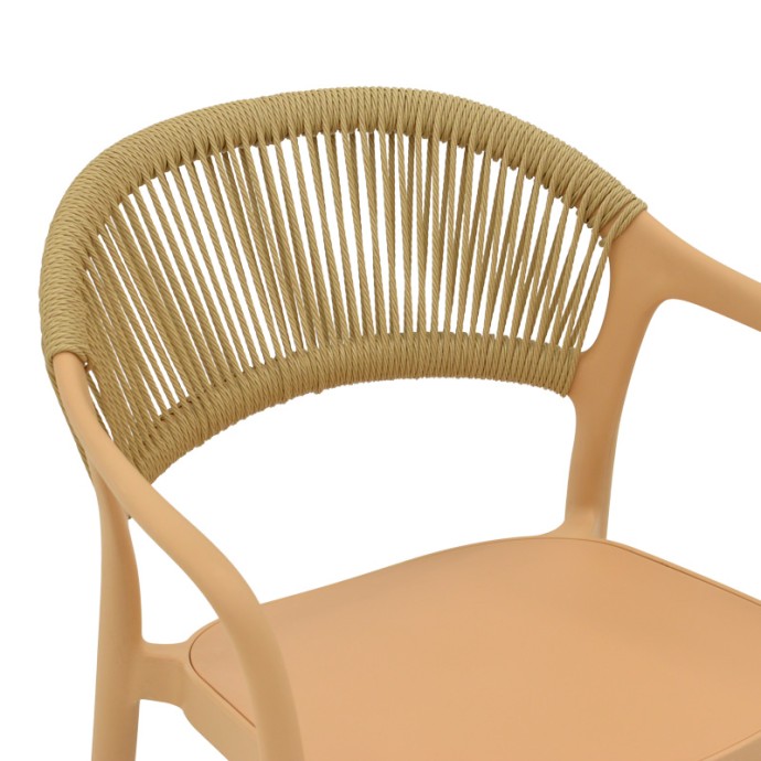 ANKARA ΠΟΛΥΘΡΟΝΑ ΣΤΟΙΒΑΖΟΜΕΝΗ PP CAPPUCCINO ΑΠΟΧΡΩΣΗ ΜΕ ΜΠΕΖ RATTAN 57X48X80ΕΚ