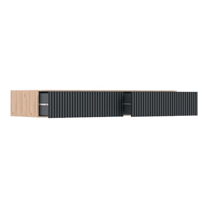 DOHA ΚΟΝΣΟΛΑ ΜΕ 2 ΣΥΡΤΑΡΙΑ 120X41X20CM MDF ΣΕ ΜΑΥΡΗ ΜΕ OAK ΑΠΟΧΡΩΣΗ 