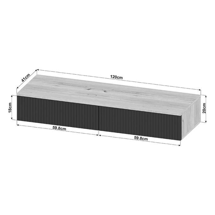 DOHA ΚΟΝΣΟΛΑ ΜΕ 2 ΣΥΡΤΑΡΙΑ 120X41X20CM MDF ΣΕ ΜΑΥΡΗ ΜΕ OAK ΑΠΟΧΡΩΣΗ 