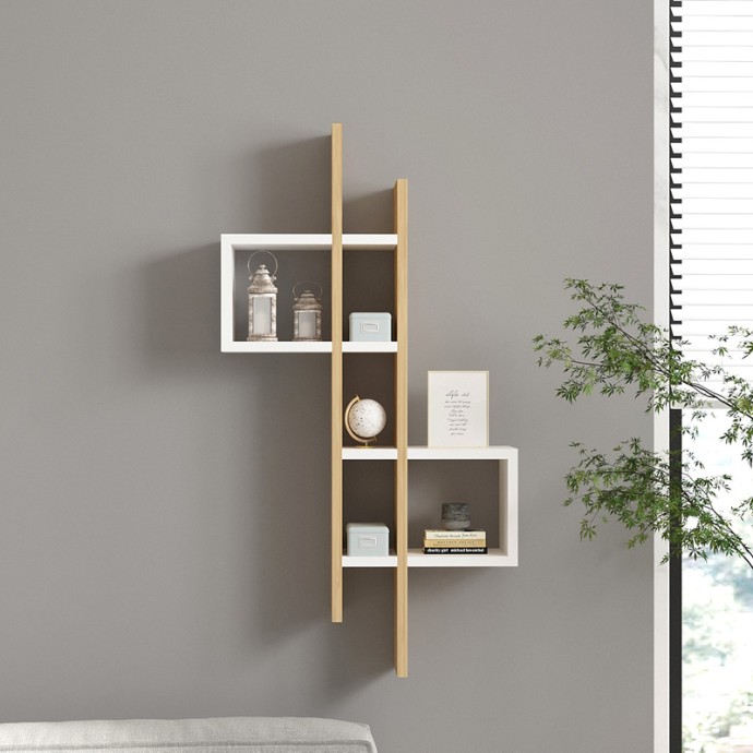 GAREL ΡΑΦΙΕΡΑ ΤΟΙΧΟΥ  53,8X19,6X108ΕΚ OAK-ΛΕΥΚΗ