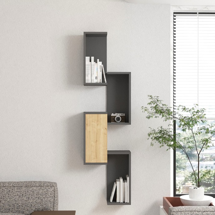 KONGO ΡΑΦΙΕΡΑ ΤΟΙΧΟΥ 44X20X159ΕΚ OAK- ΑΝΘΡΑΚΙ