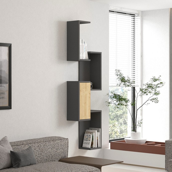 KONGO ΡΑΦΙΕΡΑ ΤΟΙΧΟΥ 44X20X159ΕΚ OAK- ΑΝΘΡΑΚΙ