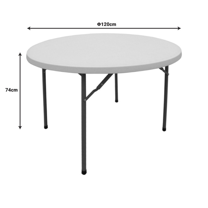 ΤΡΑΠΕΖΙ CATERING COMFORT Φ120X74ΕΚ ΠΤΥΣΣΟΜΕΝΟ ΣΤΡΟΓΓΥΛΟ ΣΕ ΛΕΥΚΗ ΑΠΟΧΡΩΣΗ 