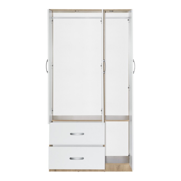 ZELIA ΝΤΟΥΛΑΠΑ ΡΟΥΧΩΝ ΤΡΙΦΥΛΛΗ ΜΕ 2 ΣΥΡΤΑΡΙΑ 90X42X180ΕΚ ΛΕΥΚΗ -OAK ΑΠΟΧΡΩΣΗ 