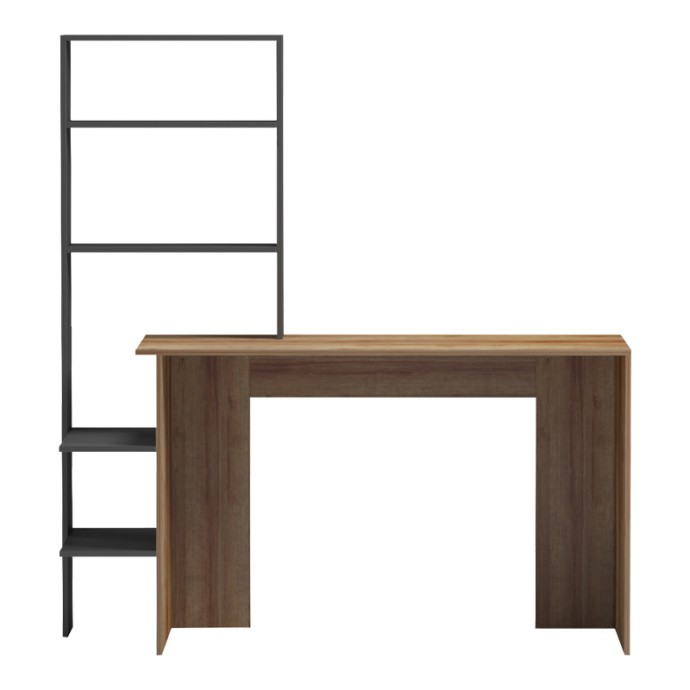 BIVORO ΓΡΑΦΕΙΟ ΕΡΓΑΣΙΑΣ ΜΕ ΡΑΦΙΕΡΑ 146X55X129ΕΚ OAK -ΓΚΡΙ ΑΠΟΧΡΩΣΗ 