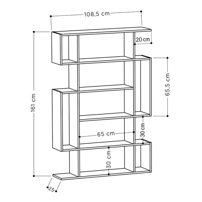 MITO ΒΙΒΛΙΟΘΗΚΗ ΣΕ ΧΡΩΜΑ ΦΥΣΙΚΟ-ΑΝΘΡΑΚΙ 108,5x25,5x161cm
