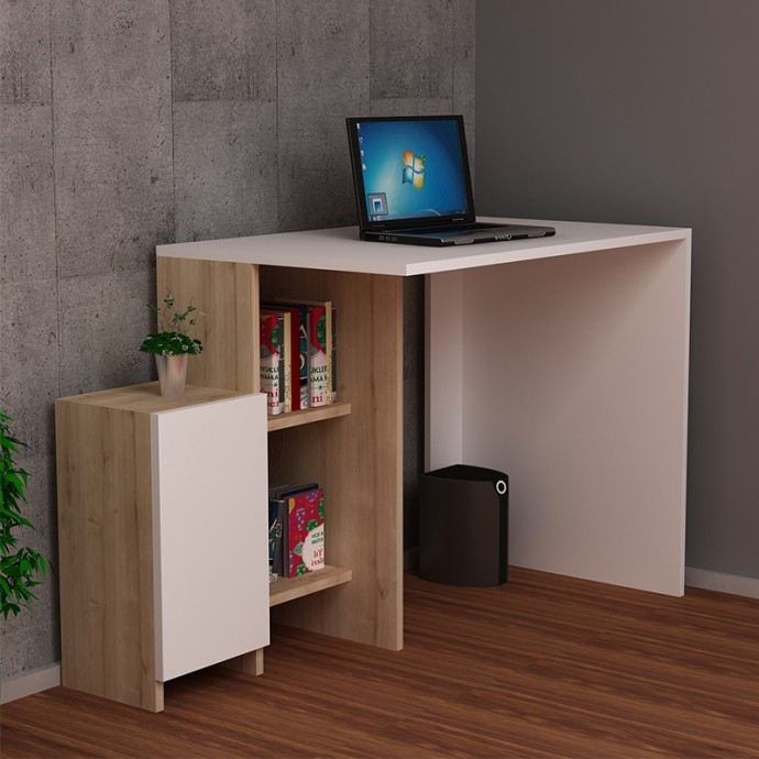 KELY ΓΡΑΦΕΙΟ ΜΕ ΡΑΦΙΕΡΑ ΧΡΩΜΑ ΛΕΥΚΟ-ΦΥΣΙΚΟ 113x55x74cm