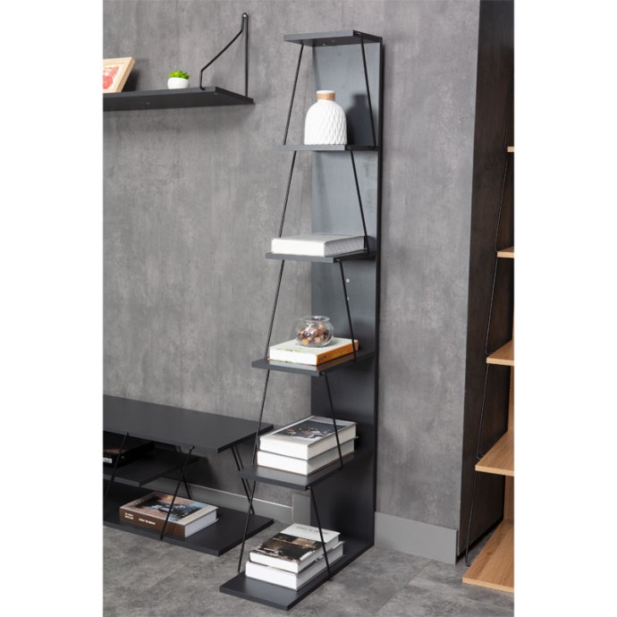 MINI TARS ΒΙΒΛΙΟΘΗΚΗ ΑΝΘΡΑΚΙ-ΜΑΥΡΟ 50x22x150cm