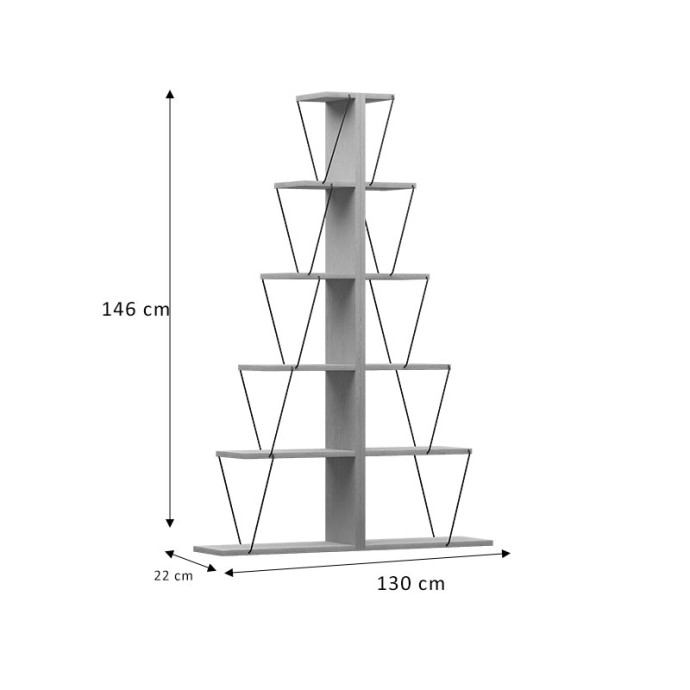 MINI TARS ΒΙΒΛΙΟΘΗΚΗ SONOMA-ΜΑΥΡΟ 130x22x146cm