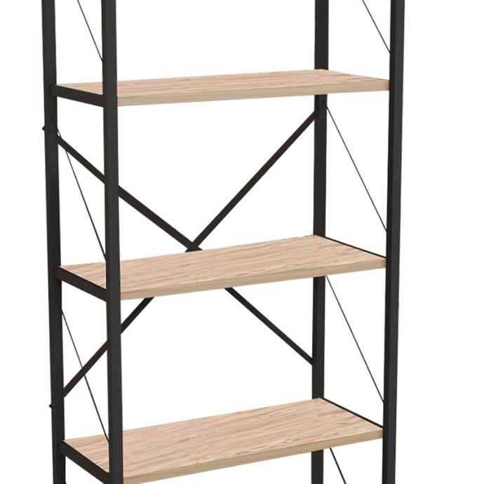 DRAIZY ΒΙΒΛΙΟΘΗΚΗ OAK ΜΕΛΑΜΙΝΗΣ-ΜΑΥΡΟ ΜΕΤΑΛΛΟ 63x30x150cm