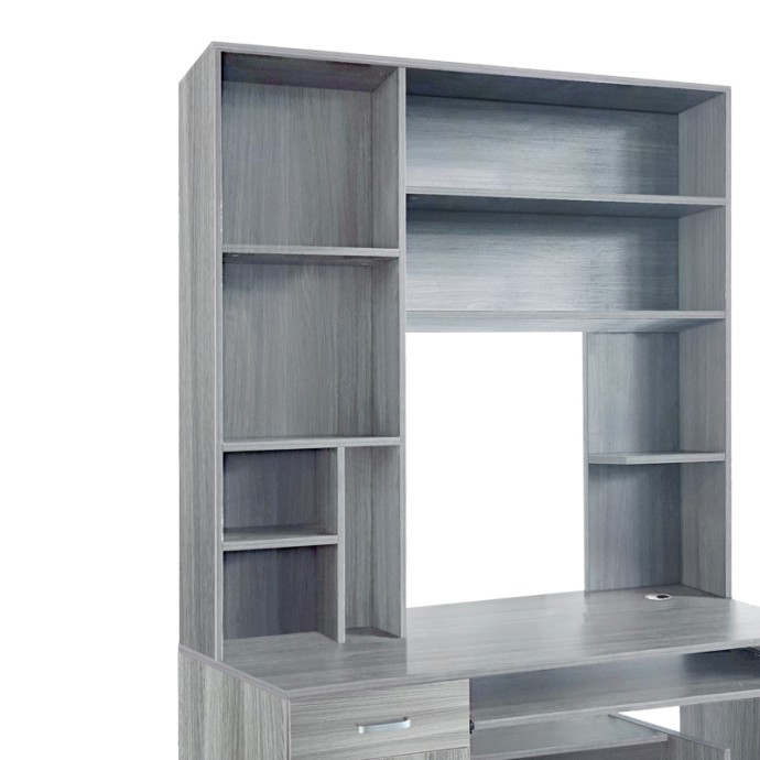 NOVELTY ΓΡΑΦΕΙΟ ΥΠΟΛΟΓΙΣΤΗ ΜΕ ΒΙΒΛΙΟΘΗΚΗ ΓΚΡΙ-OAK 120x55x182cm