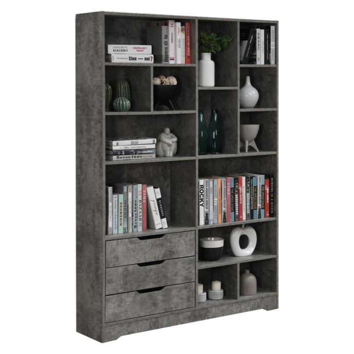LUCINDA ΒΙΒΛΙΟΘΗΚΗ ΓΚΡΙ OAK 120x29.8x180.5cm