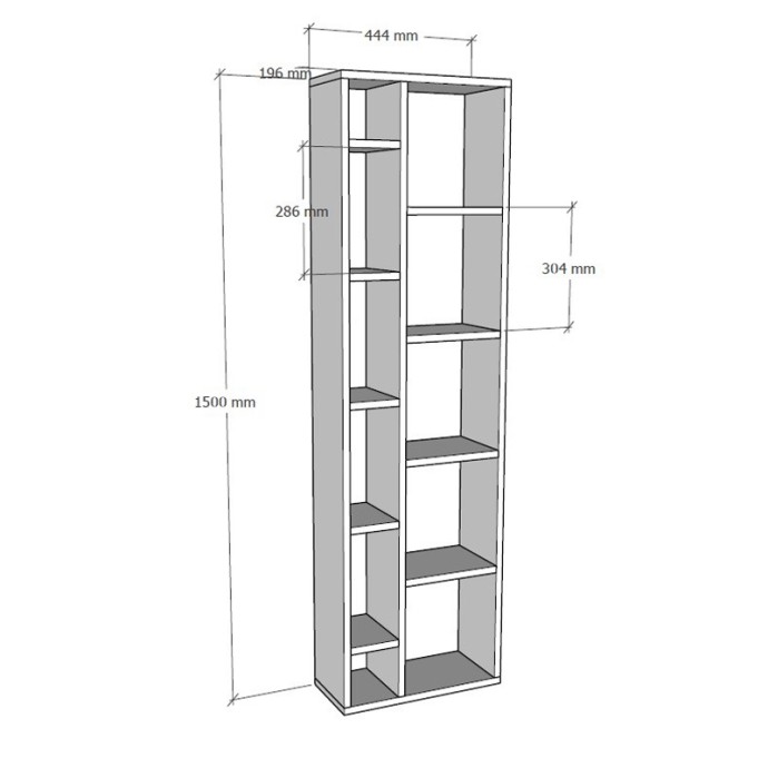 MINICU ΒΙΒΛΙΟΘΗΚΗ ΣΕ ΛΕΥΚΗ ΑΠΟΧΡΩΣΗ 44,4x19,6x150cm