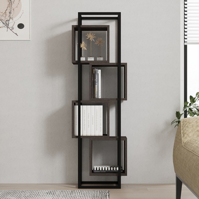 GRIDUR ΒΙΒΛΙΟΘΗΚΗ ΣΕ ΣΚΟΥΡΟ ΚΑΡΥΔΙ ΑΠΟΧΡΩΣΗ 44x29x140cm