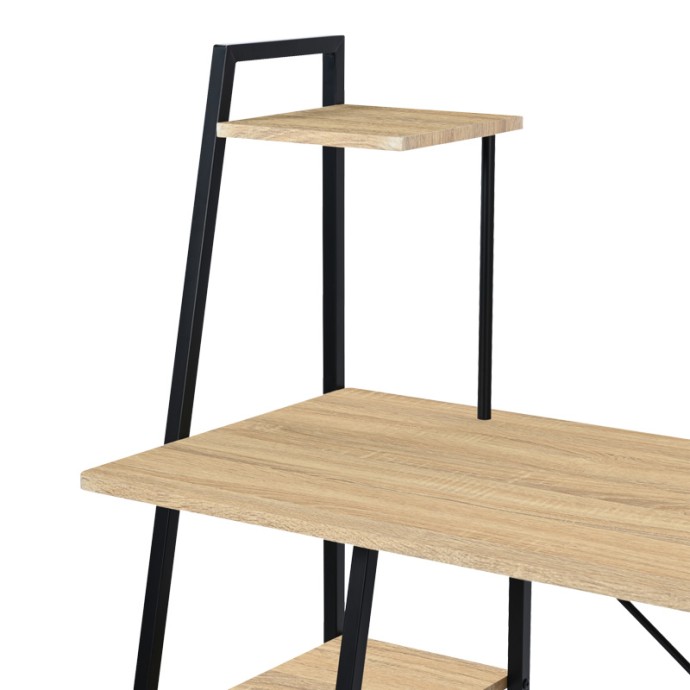 DECKSTOR ΓΡΑΦΕΙΟ ΕΡΓΑΣΙΑΣ ΜΕ ΡΑΦΙΕΡΑ ΣΕ OAK ΑΠΟΧΡΩΣΗ ΜΕ ΠΟΔΙ ΜΑΥΡΟ ΜΕΤΑΛΛΟ 102x50x117cm