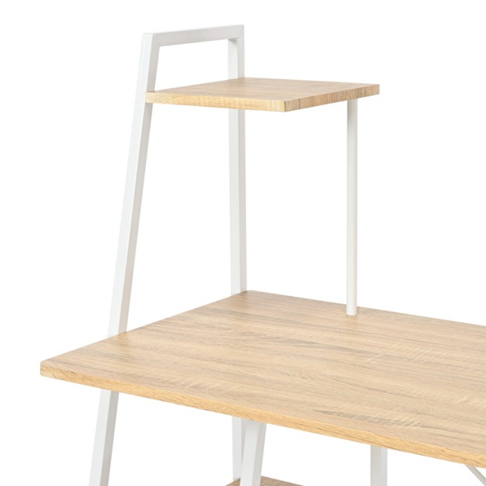 DECKSTOR ΓΡΑΦΕΙΟ ΕΡΓΑΣΙΑΣ ΜΕ ΡΑΦΙΕΡΑ ΣΕ OAK ΑΠΟΧΡΩΣΗ ΜΕ ΠΟΔΙ ΛΕΥΚΟ ΜΕΤΑΛΛΟ 102x50x117cm