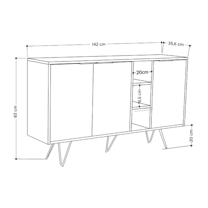 CLARA ΜΠΟΥΦΕΣ ΣΕ ΜΟΚΑ-ΑΝΘΡΑΚΙ ΑΠΟΧΡΩΣΗ 142x35,6x83cm