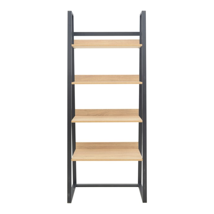 RYDER ΒΙΒΛΙΟΘΗΚΗ ΣΕ OAK-ΜΑΥΡΗ ΑΠΟΧΡΩΣΗ 75x36x185cm