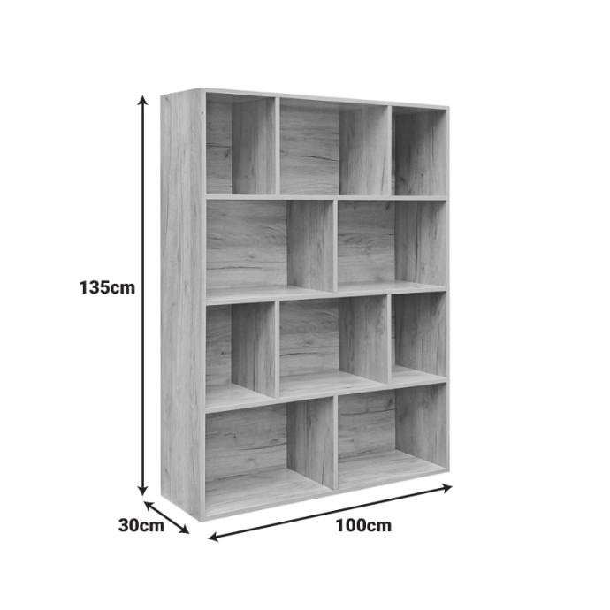 EVERGIN ΒΙΒΛΙΟΘΗΚΗ MDF ΣΕ OAK ΑΠΟΧΡΩΣΗ 100x30x135cm