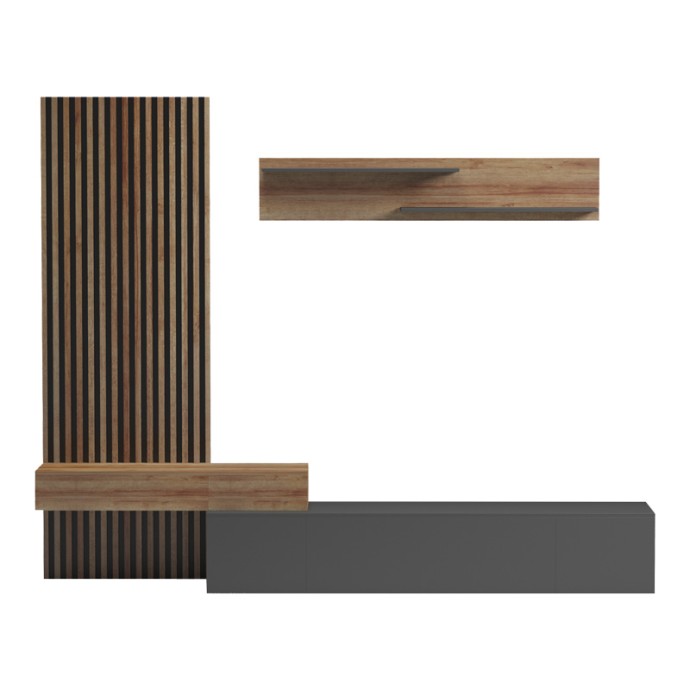LITENDE ΣΥΝΘΕΤΟ ΣΑΛΟΝΙΟΥ ΣΕ ΑΝΘΡΑΚΙ-OAK ΑΠΟΧΡΩΣΗ 249.4x42.2x199.5cm