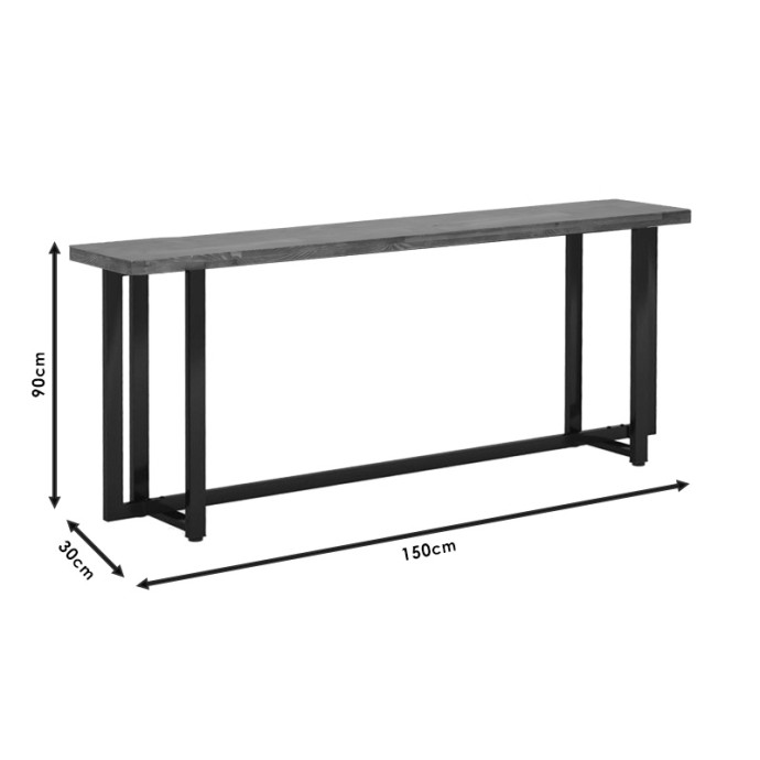 DICE ΚΟΝΣΟΛΑ ΜΑΣΙΦ ΞΥΛΟ ΠΕΥΚΟΥ ΚΑΡΥΔΙ-ΜΑΥΡΟ 150x30x90cm