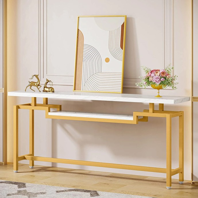 ONOLE ΚΟΝΣΟΛΑ ΣΕ ΟΨΗ ΜΑΡΜΑΡΟΥ - ΧΡΥΣΟ ΜΕΤΑΛΛΟ 180x35x82cm