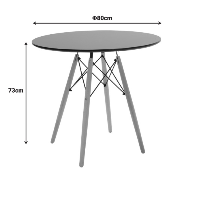 ΤΡΑΠΕΖΙ JULITA Φ80X73ΕΚ MDF ΜΑΥΡΟ-ΠΟΔΙΑ ΣΕ ΦΥΣΙΚΗ ΑΠΟΧΡΩΣΗ 