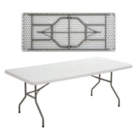 BLOW ΤΡΑΠΕΖΙ ΣΥΝΕΔΡΙΟΥ - CATERING ΠΤΥΣΣΟΜΕΝΟ 183x76x74cm ΑΣΠΡΟ/ΜΕΤΑΛΛΟ ΓΚΡΙ