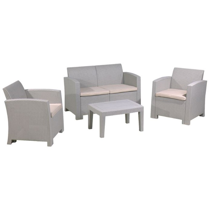 SAVANNA SET ΣΑΛΟΝΙ ΚΗΠΟΥ ΒΕΡΑΝΤΑΣ K/D, PP-UV SAND GREY ΜΑΞΙΛΑΡΙΑ ΜΠΕΖ