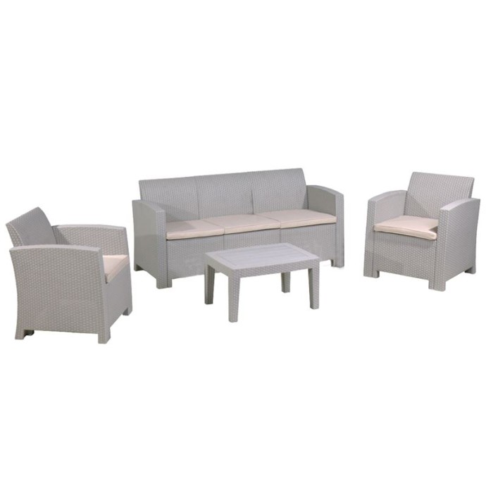 SAVANNA SET ΣΑΛΟΝΙ ΚΗΠΟΥ ΒΕΡΑΝΤΑΣ  K/D, PP-UV SAND GREY ΜΑΞΙΛΑΡΙΑ ΜΠΕΖ