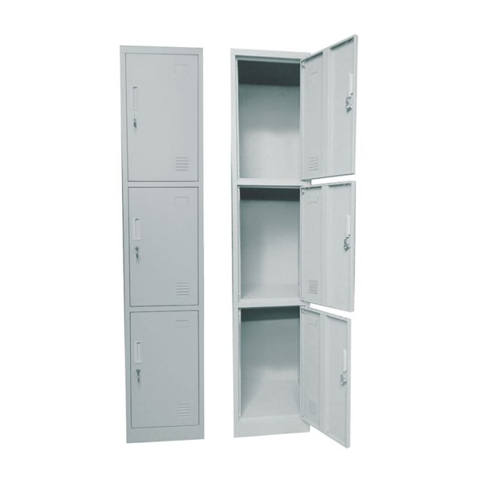 LOCKER 3 ΘΕΣΕΩΝ ΜΕΤΑΛΛΟ ΒΑΦΗ ΓΚΡΙ