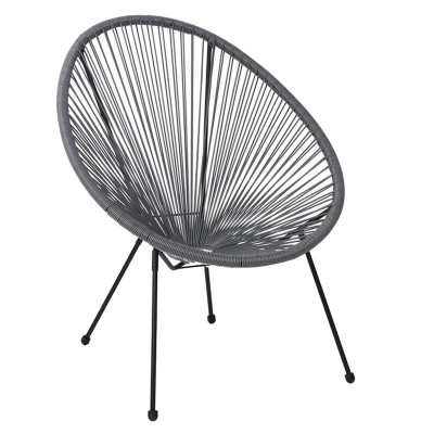 ACAPULCO ΠΟΛΥΘΡΟΝΑ 73x76x89cm ΜΕΤΑΛΛΟ ΒΑΦΗ ΜΑΥΡΟ/RATTAN ΓΚΡΙ