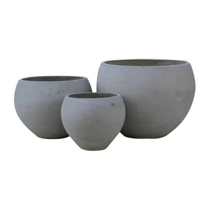 FLOWER POT-5  SET 3 ΤΕΜΑΧΙΩΝ CEMENT GREY