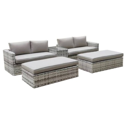ASCOT SET WICKER ALU, ΚΑΝΑΠΕΣ 4ΘΕΣΙΟΣ+2 ΣΚΑΜΠΟ+ΤΡΑΠΕΖΑΚΙ, WICKER GREY WHITE,  ΜΑΞΙΛ.ΜΠΕΖ