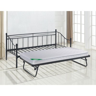 MARIN SET: DAYBED (ΓΙΑ ΣΤΡΩΜΑ 90X190) + ΒΟΗΘΗΤΙΚΟ ΚΡΕΒΑΤΙ ΜΕ ΣΤΡΩΜΑ 185X85 ΜΕΤΑΛΛΟ ΜΑΥΡΟ