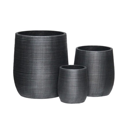 FLOWER POT-16 SET 3 ΤΕΜΑΧΙΩΝ Φ23X26/Φ33X37/Φ45X50cm CEMENT ΑΠΟΧΡΩΣΗ ANTHRACITE