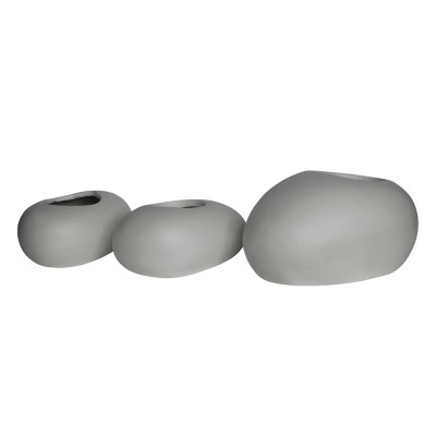 FLOWER POT-ROCK SET 3 ΤΕΜΑΧΙΩΝ 40X30X19/50X32X19/56X43X29cm CEMENT ΑΠΟΧΡΩΣΗ WHITE