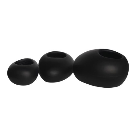 FLOWER POT-ROCK SET 3 ΤΕΜΑΧΙΩΝ 40X30X19/50X32X19/56X43X29cm CEMENT ΑΠΟΧΡΩΣΗ BLACK