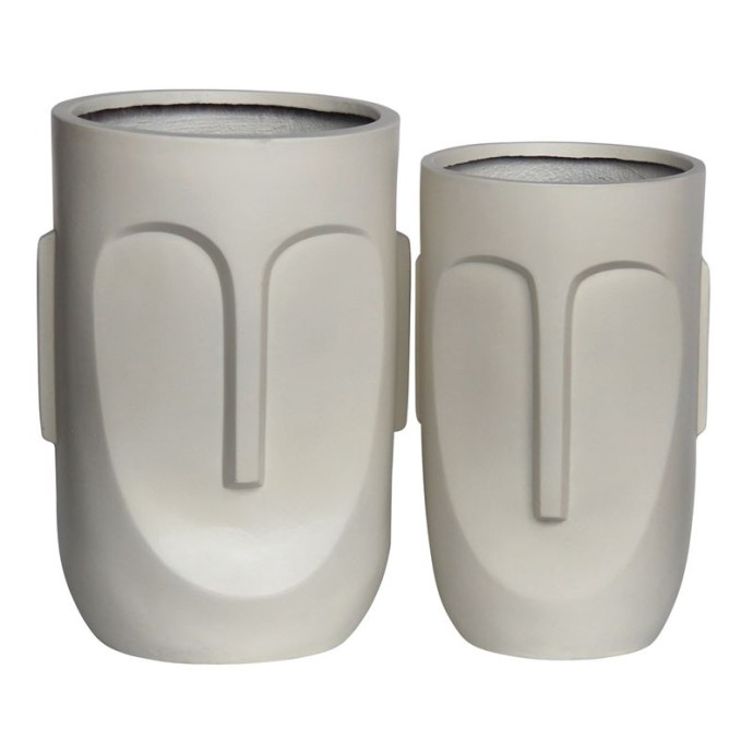 FLOWER POT-TOTEM SET 2 ΤΕΜΑΧΙΩΝ Φ28X51CM/Φ33X56cm CEMENT ΑΠΟΧΡΩΣΗ SAND BROWN