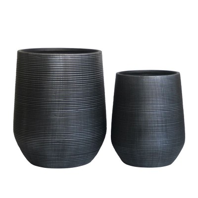 FLOWER POT-17 SET 2 ΤΕΜΑΧΙΩΝ Φ45X50CM/Φ53X63cm CEMENT ΑΠΟΧΡΩΣΗ ANTHRACITE