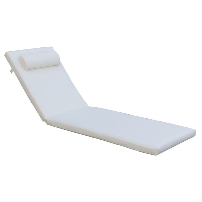 SUNLOUNGER ΜΑΞΙΛΑΡΙ ΞΑΠΛΩΣΤΡΑΣ ΜΕ ΠΡΟΣΚΕΦΑΛΟ,  ΥΦΑΣΜΑ ΕΚΡΟΥ, FOAM+POLYESTER ΦΕΡΜΟΥΑΡ-VELCRO