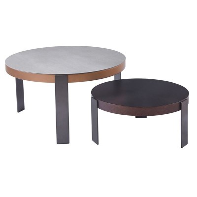 TRENDY SET-2 ΤΡΑΠΕΖΑΚΙΑ ΣΑΛΟΝΙΟΥ, ΜΕΤΑΛΛΟ ΑΝΘΡΑΚΙ, SINTERED STONE ΚΑΡΥΔΙ-CEMENT