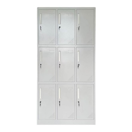 LOCKER 9 ΘΕΣΕΩΝ 90X40X185CM ΜΕΤΑΛΛΟ ΒΑΦΗ ΑΝΟΙΧΤΟ ΓΚΡΙ ΜΕ ΕΣΩΤΕΡΙΚΑ ΡΑΦΙΑ