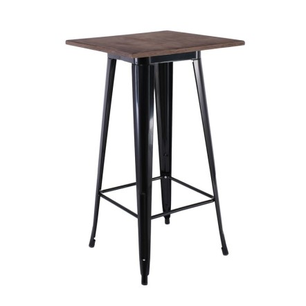 RELIX WOOD ΤΡΑΠΕΖΙ BAR-PRO 60x60cm ΜΕΤΑΛΛΟ ΒΑΦΗ ΜΑΥΡΟ, ΕΠΙΦΑΝΕΙΑ Κ/Π ΕΜΠΟΤΙΣΜΟΥ ΚΑΡΥΔΙ