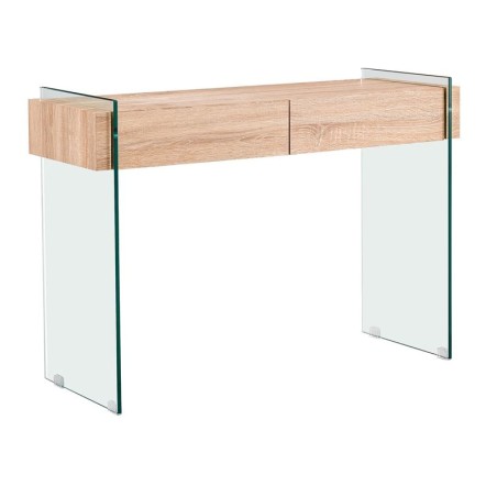 GLASSER WOOD ΚΟΝΣΟΛΑ 110X40X76CM ΔΙΑΦΑΝΟ ΓΥΑΛΙ 12MM - ΜΕ ΣΥΡΤΑΡΙΑ ΑΠΟΧΡΩΣΗ ΔΡΥΣ