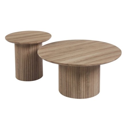 DIAZ SET 2 ΤΡΑΠΕΖΑΚΙΑ ΣΑΛΟΝΙΟΥ ΚΑΘΙΣΤΙΚΟΥ Φ50cm+Φ80cm ΜDF ΑΠΟΧΡΩΣΗ SONOMA