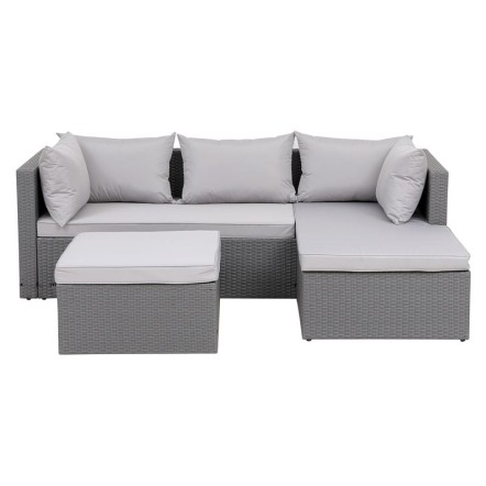 CORNER SET WICKER, ΓΩΝΙΑ ΜΕ ΣΚΑΜΠΟ, ΑΠΟΧΡΩΣΗ ΑΝΟΙΧΤΟ ΓΚΡΙ