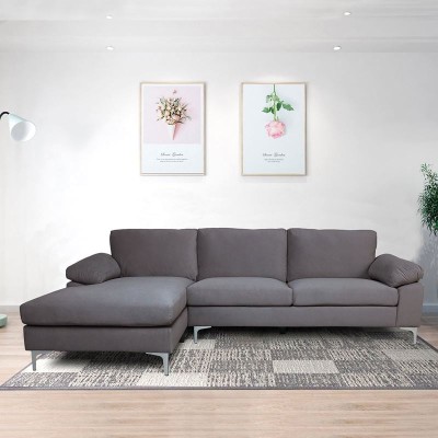 ALEX ΓΩΝΙΑΚΟΣ ΚΑΝΑΠΕΣ 260X130X82CM ΑΡΙΣΤΕΡΗ ΓΩΝΙΑ, ΥΦΑΣΜΑ ΣΚΟΥΡΟ ΓΚΡΙ VELURE