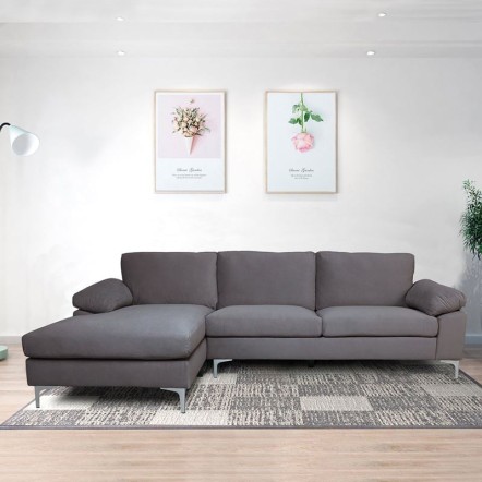 ALEX ΓΩΝΙΑΚΟΣ ΚΑΝΑΠΕΣ 260X130X82CM ΑΡΙΣΤΕΡΗ ΓΩΝΙΑ, ΥΦΑΣΜΑ ΣΚΟΥΡΟ ΓΚΡΙ VELURE